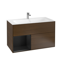 Villeroy Boch Finion F030PDGN Тумба под раковину 996х498 мм (black matt/walnut veneer)