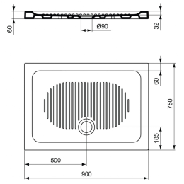 Душевой поддон 90X75 см Ideal Standard CONNECT T267201