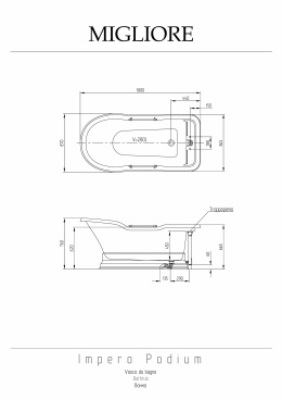 Migliore Impero 26352 Ванна 180x87хH76 см, подиум хром, слив/перелив хром+ 2 дек.