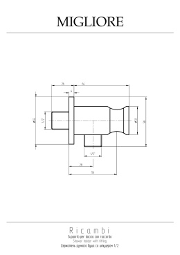 Migliore Ricambi 30896 Держатель для лейки cо штуцером, 1/2", золото