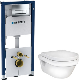 Инсталляция Geberit с безободковым унитазом Gustavsberg Hygienic Flush 5G84HR01, сиденье микролифт