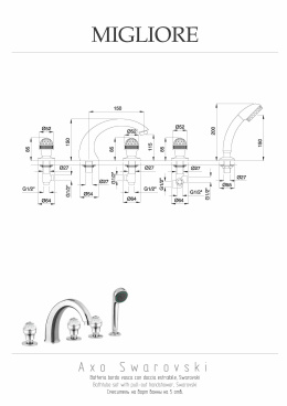 Migliore Axo Swarovski 18487 Смеситель на борт ванны, на 5 отв, хром