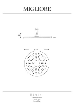 Migliore Rimini 29658 Верхний душ, d-200 mm, inox, антикальций, хром