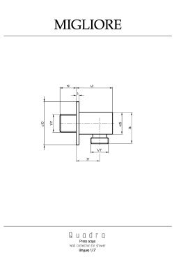 Migliore Quadra 20165 Штуцер душевой, 1/2"x1/2", золото