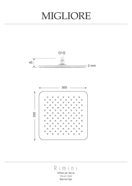 Migliore Rimini 29663 Верхний душ, 300x300 mm, inox, антикальций, хром