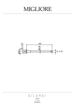 Migliore Ricambi 19922 Кронштейн потолочный для верхнего душа, L-250 mm, d-18 mm, 1/2"x1/2", хром