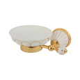 Migliore Olivia 17508 Mыльница настенная, керамика белая с золотым декором, золото