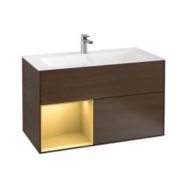 Villeroy Boch Finion G030HFGN Тумба под раковину 996х498 мм (gold matt/walnut veneer)