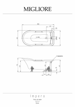 Migliore Impero 26926 Ванна 180x87хH76 см, на лапах "LEONE" STANDART слив/перелив бронза