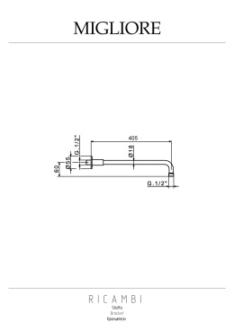 Migliore Ricambi 19918 Кронштейн для верхнего душа, L-400 mm, d-18 mm, 1/2"x1/2", хром