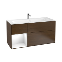 Villeroy Boch Finion F060GFGN Тумба под раковину 1196х498 мм (glossy white/walnut veneer)