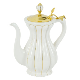 Migliore Olivia 24926 Кувшин керамика белая с золотым декором крышка золото