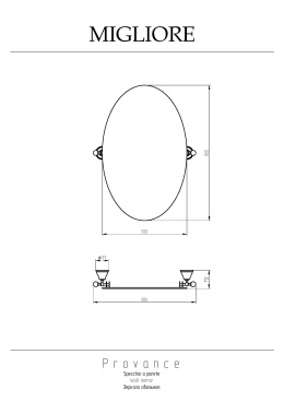 Migliore Provance 17659 Зеркало овальное H80xL50 см, керамика с декором хром