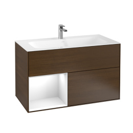 Villeroy Boch Finion G030GFGN Тумба под раковину 996х498 мм (glossy white/walnut veneer)