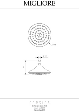 Migliore Corsica 19908 Верхний душ, d-230 mm, антикальций, бронза
