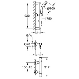 Grohe Grohtherm 500 34797000 Термостат для душа с душевым гарнитуром, цвет: хром