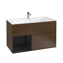 Villeroy Boch Finion G030PHGN Тумба под раковину 996х498 мм (glossy black/walnut veneer)