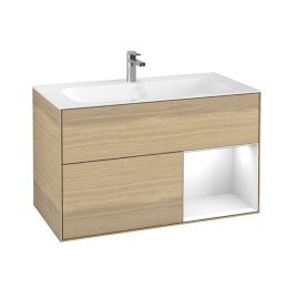 Villeroy Boch Finion G040GFPC Тумба под раковину 996х498 мм (glossy white/oak veneer)