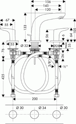 Смеситель для раковины Hansgrohe Metropol E (14033000)