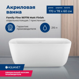 Акриловая ванна 170x78 Aquanet (00260051), овальная