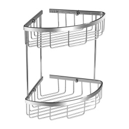 Omnires UN3509CR Полка-корзинка для душа угловая двойная 20,5х20,5 см (хром)