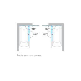 Шторка на ванну Koller Pool Waterfall Line двухлементная 1150x1400 chrome; clear (QP97(right) chrome