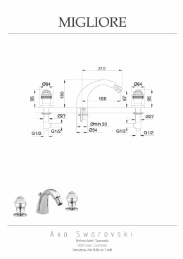 Migliore Axo Swarovski 18484 Смеситель для биде на 3 отв, хром