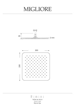 Migliore Rimini 29662 Верхний душ, 200x200 mm, inox, антикальций, хром