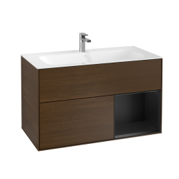 Villeroy Boch Finion F040PDGN Тумба под раковину 996х498 мм (black matt/walnut veneer)