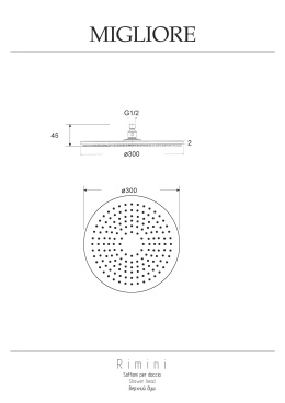 Migliore Rimini 29660 Верхний душ, d-300 mm, inox, антикальций, хром