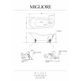 Migliore Milady 26919 Ванна 185x82xH75 см, белая, слив/перелив золото