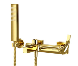 Смеситель WasserKRAFT Sauer 7101 для ванны и душа, с PVD покрытием "глянцевое золото"