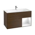 Villeroy Boch Finion F040GFGN Тумба под раковину 996х498 мм (glossy white/walnut veneer)