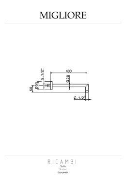 Migliore Ricambi 19921 Кронштейн для верхнего душа, L-400 mm, d-20,7 mm, 1/2"x1/2", хром