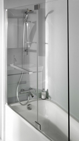 Шторка на ванну Jacob Delafon Bain Douche Neo 100х140 E4931-GA профиль Хром стекло прозрачное